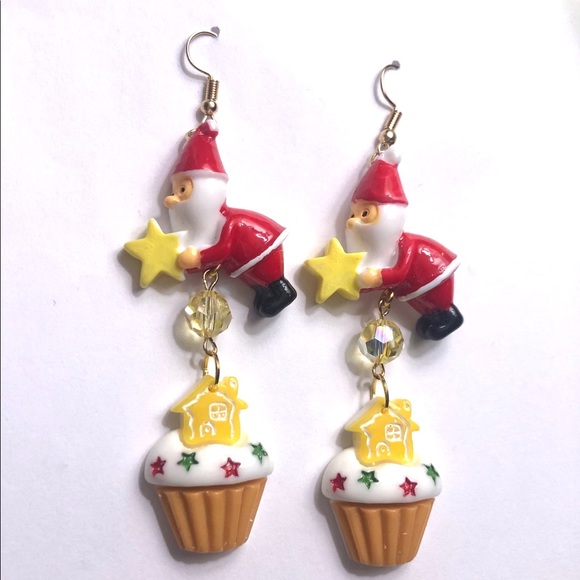 nice vs naughty Jewelry - Star ⭐️ cupcake holiday Santa Claus earrings funny